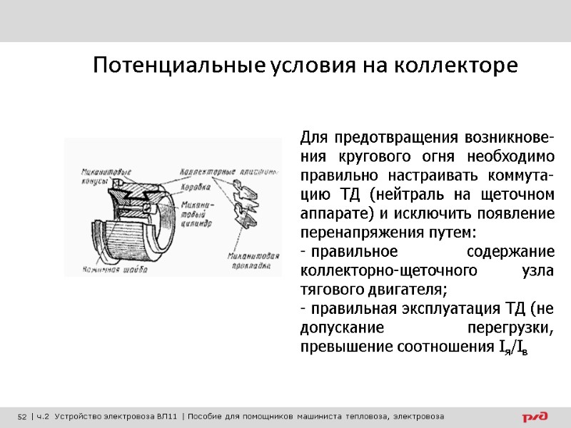 Потенциальные условия на коллекторе Для предотвращения возникнове-ния кругового огня необходимо правильно настраивать коммута-цию ТД